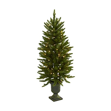 Nearly Natural 4&#39; Christmas Tree w/Urn & Clear Lights. View a larger version of this product image.