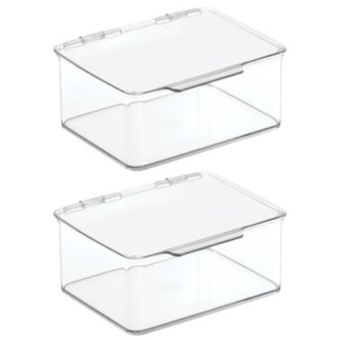 mDesign Stackable Countertop Storage Organizer Box with Lid, 2 Pack. View a larger version of this product image.