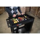 Alternate image 3 for Luxor EC11-B - 32" x 18" 2-Shelf  Multipurpose Serving Storage Tub Cart Two Shelves Black - 10 Pack