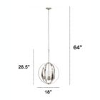 Alternate image 2 for Lalia Home 3-Light 18" Adjustable Industrial Globe Hanging Metal And Clear Glass Ceiling Pendant, Brushed Nickel