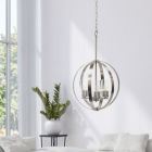 Alternate image 3 for Lalia Home 3-Light 18" Adjustable Industrial Globe Hanging Metal And Clear Glass Ceiling Pendant, Brushed Nickel