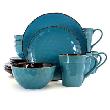 Elama Sea Glass 16 Piece Luxurious Stoneware Dinnerware with Complete Setting for 4. View a larger version of this product image.