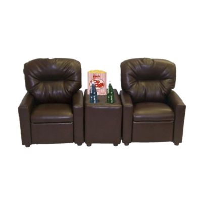 Dozydotes Child Theater Seat Recliner - Pecan Brown Leather Like DZD11533