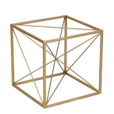 Cheungs Home Decorative Large decorative golden cube with abstract center design. View a larger version of this product image.