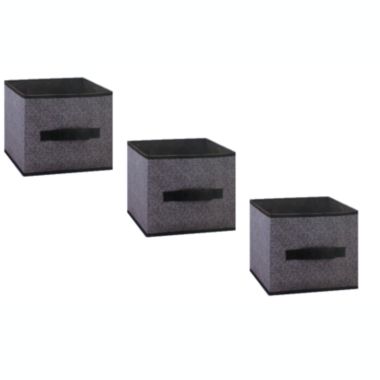 Home Essentials Fabric Storage Cubes Set of 3 Black And Gray 9x9x8. View a larger version of this product image.