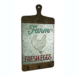 Audreys Galvanized Finish Farmhouse Chicken Cutting Board Wall Hook