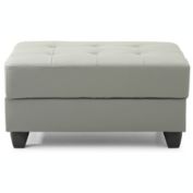 Passion Furniture Nyla Gray Faux Leather Upholstered Storage Ottoman