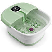 Slickblue Folding Foot Spa Basin with Heat Bubble Roller Massage Temp and Time Set-Green