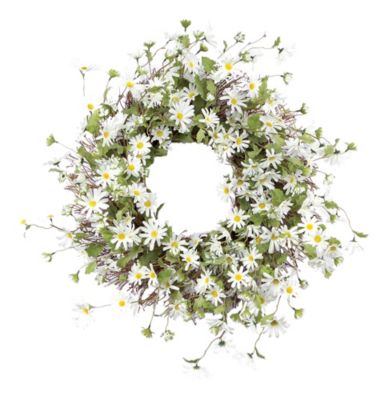 Melrose Decorative Daisy Wreath 23"D Polyester