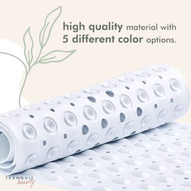 Nonslip Bath Mat With Suction Cups  White 100x40cm40x16in Extra Long. View a larger version of this product image.