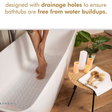 Nonslip Bath Mat With Suction Cups  White 100x40cm40x16in Extra Long. View a larger version of this product image.