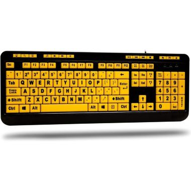 Adesso - Keyboard Wired 4X Large Print Multimedia Flourescent Keys PC/Mac - Black & Yellow. View a larger version of this product image.