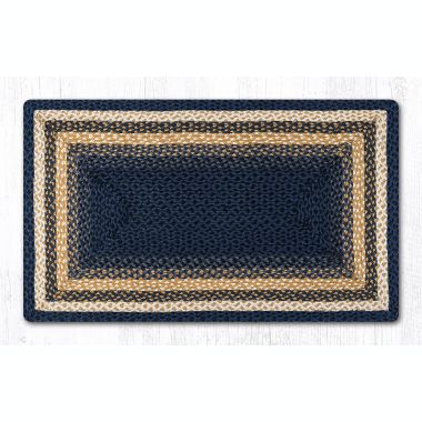Earth Rugs RC-79 Lt. Blue/Dk. Blue/Mustard Oblong Braided Rug 27 Inch X 45 Inch. View a larger version of this product image.