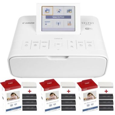 Canon Selphy CP1300 Compact Photo Printer White + 3x KP-108IN 4x6 Paper Set. View a larger version of this product image.