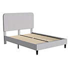 Alternate image 3 for Emma + Oliver Pasithea Queen Sized Fabric Upholstered Platform Bed in Light Grey with Curved, Slim Panel Headboard and Wooden Support Slats