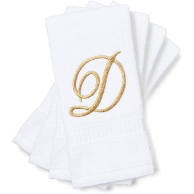 Casaba 6 set of White Dog W/Christmas Hat Embroidered Washcloth Towel New 