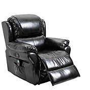 HOMCOM Power Massage Electric Reclining Sofa Chair with Heat, Remote Control, 8 Massaging Points and Extended Footrest, PU Leather Material, Black