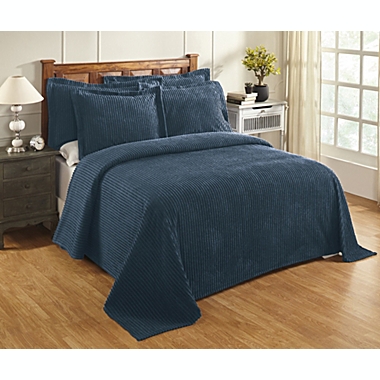 Better Trends Jullian Collection 100% Cotton Tufted Bold Stripes Design Twin Bedspread - Teal. View a larger version of this product image.