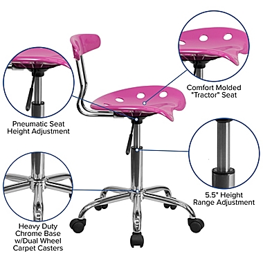 Flash Furniture Vibrant Candy Heart and Chrome Swivel Task Office Chair with Tractor Seat. View a larger version of this product image.