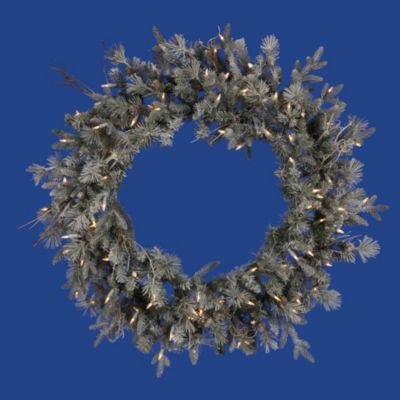 Vickerman Pre-Lit Frosted Wistler Fir Artificial Christmas Wreath - 36-Inch, Clear Dura Lights