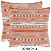 Mina Victory Life Styles Stonewash Braided Indoor Orange Throw Pillow Covers Set of 2