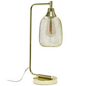 Elegant Designs Home Decorative Contemporary Office Metal Mesh Wire Shade Desk Lamp in Gold Finish