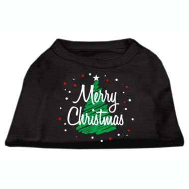 Mirage Pet Products Scribbled Merry Christmas Screenprint Shirt Black XXL - 18" L. View a larger version of this product image.