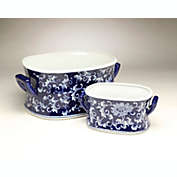 AA Importing 59941 Set Of 2 Blue & White Foot Baths