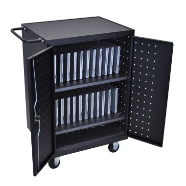 Luxor Black 24 Laptop Computer Charging Cart. View a larger version of this product image.