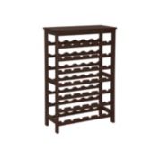 SONGMICS 42-Bottle Wine Rack Free Standing Floor, 7-Tier Display Wine Storage Shelves with Table Top, Bamboo Wobble-Free Bottle Holder for Kitchen Bar Dining Room Living Room, Espresso