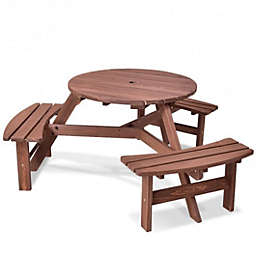 Costway 6-Person Patio Wood Picnic Table Beer Bench Set