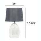 Alternate image 2 for Lalia Home 17.63" Contemporary Fluted Glass Bedside Table Lamp With Gray Fabric Shade, Clear