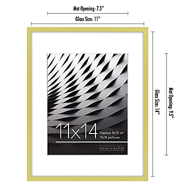 Americanflat 11x14 Picture Frame in Gold - Displays 8x10 With Mat and 11x14 Without Mat - Horizontal and Vertical Formats for Wall. View a larger version of this product image.