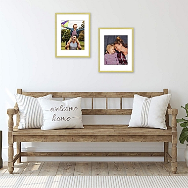 Americanflat 11x14 Picture Frame in Gold - Displays 8x10 With Mat and 11x14 Without Mat - Horizontal and Vertical Formats for Wall. View a larger version of this product image.