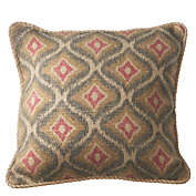 Midwest 18" Red and Yellow Geometric Square Throw Pillow with Twisted Trim