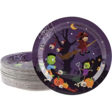 Halloween Party Supplies Disposable Plates Black Pumpkin Smiley Tableware for Appetizer Lunch Dinner and Dessert 50 Count Halloween Paper Plates 