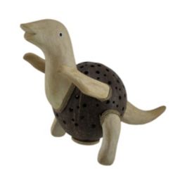 Zeckos Dinosaurus Rex Wood & Coconut Shell Coin Bank