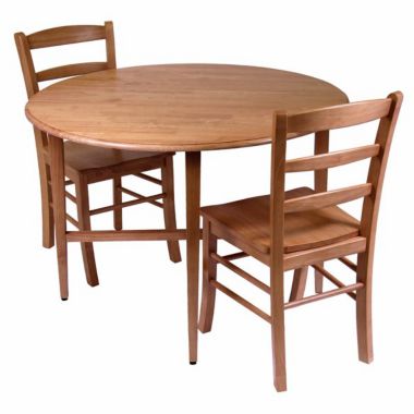 Hannah 3-Pc Drop Leaf Table with Ladder-back Chairs, Light Oak. View a larger version of this product image.