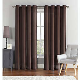 GoodGram 2 Pack Ultra Luxurious Faux Silk Semi Sheer Grommet Curtain Panels - 52 in. W x 84 in. L, Brown