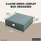 Alternate image 2 for Juvale Green Velvet Jewelry Display Box Organizer with 2 Layers (10.5 x 10.5 x 3.5 In)