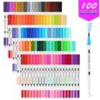 Alternate image 0 for AGPtEK 100 Colors Dual Tip Brush Marker Pens with 0.4 Fine Tip