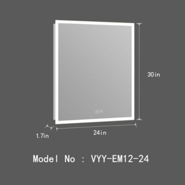 Vyaya Huron 24.02 in. W x 30 in. H Rectangular Frameless Anti-Fog Wall Bathroom LED Vanity Mirror in Silver. View a larger version of this product image.