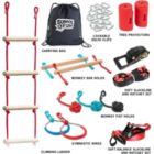 Alternate image 1 for Sunny & Fun 50ft Kids Ninja Warrior obstacle course, Double Ninja Slackline, Monkey Bar & Ladder