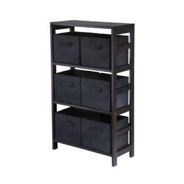 Winsome Capri 3-Section Modern Design Storage Shelf with 6 Fabric Baskets. View a larger version of this product image.