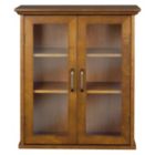 Alternate image 0 for Slickblue Oak Finish Bathroom Wall Cabinet with Glass  2-Doors & Shelves