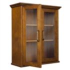 Alternate image 2 for Slickblue Oak Finish Bathroom Wall Cabinet with Glass  2-Doors & Shelves