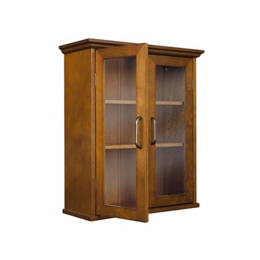 Slickblue Oak Finish Bathroom Wall Cabinet with Glass  2-Doors & Shelves. View a larger version of this product image.