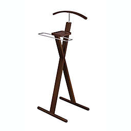 Proman Products Modern Decorative Valet Stand with Bend Wood Hanger - Brown