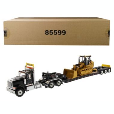 Carfaxo International HX520 Tandem Tractor Black with XL 120 Lowboy Trailer and CAT Caterpillar 963K Track Loader Set of 2 pieces 1/50 Diecast Models by Diecast Masters. View a larger version of this product image.