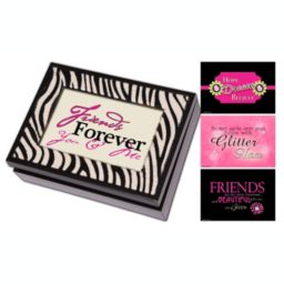 Roman 8" Black and Faux Zebra I'm So Excited Digital Music and Jewelry Box